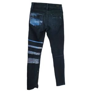 PAIGE 23x30 Multi Zip Painted Super skinny Jeans Dark Wash